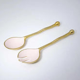 Pink Metal And Enamel Fusion Salad Server Set (Set Of 2) - ellementry